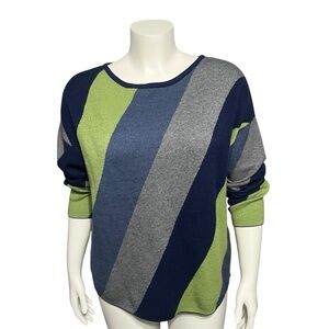 Ten Oh-8 Blue and Green Colorblock Dolman Sweater XL